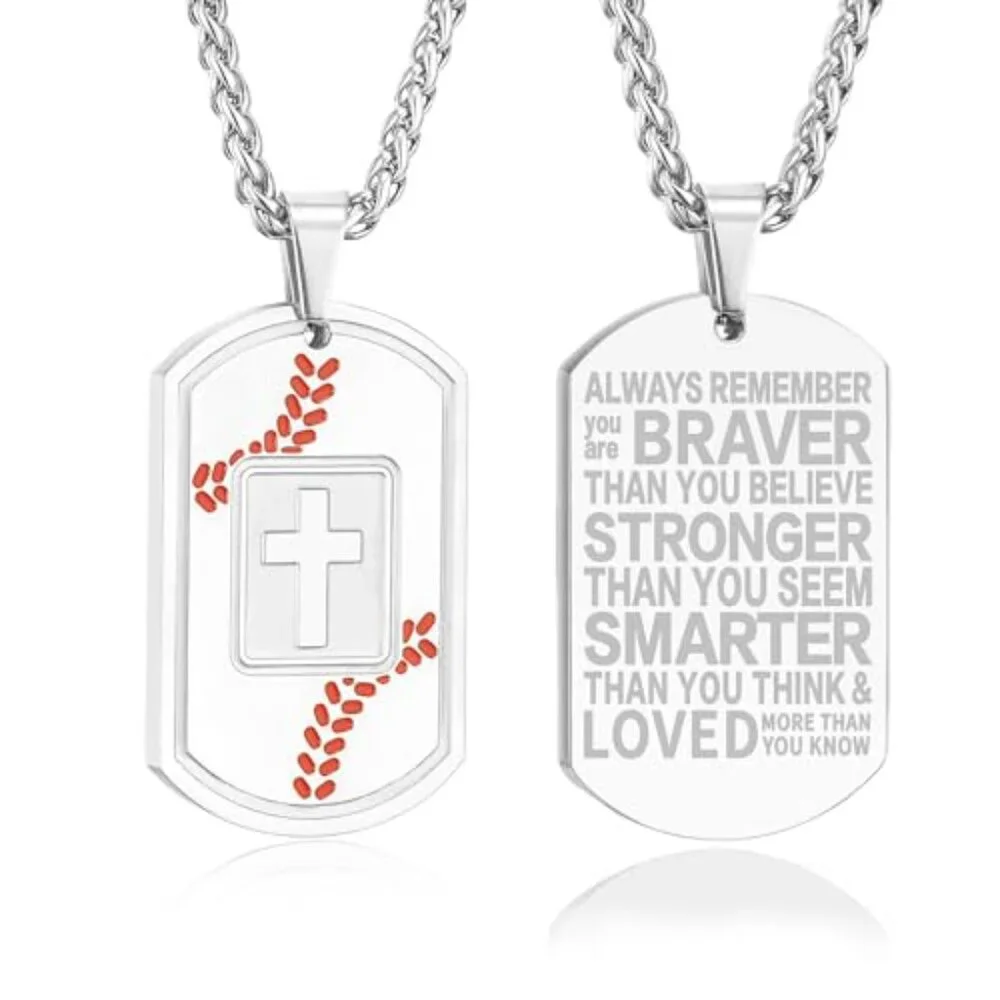 Stainless Steel Cross Necklace Sports Jewelry Classic Minimal Kids Boys Teens